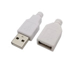 10Pcs White 4 Pin USB Type A Male Female Soldering Plug Socket Connector With Plastic Cover Type-A DIY Kits