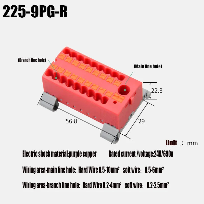 Fixed Modular Wire Connectors Compact Splicing Lighting Push-in Multi Link Terminal Block 1 in Multiple Out 225 Series 1