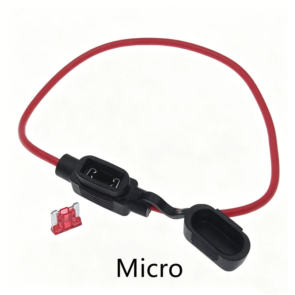 32V Waterproof Automotive Blade Fuse Holder Assorted Mini Standard Micro Auto Fuse 3A-40A 12-18AWG Wire Fuse Socket Kit