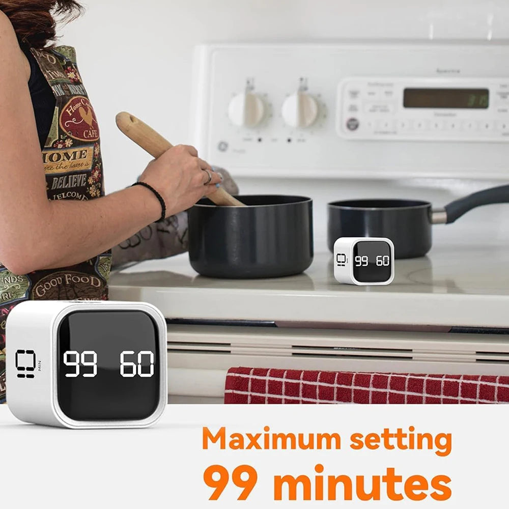Adjustable Cube Timer - 5/10/30/60 Minute Countdowns, Settings - Pause, Resume, Silent, Vibrate & Sound Alarm for Work, Study
