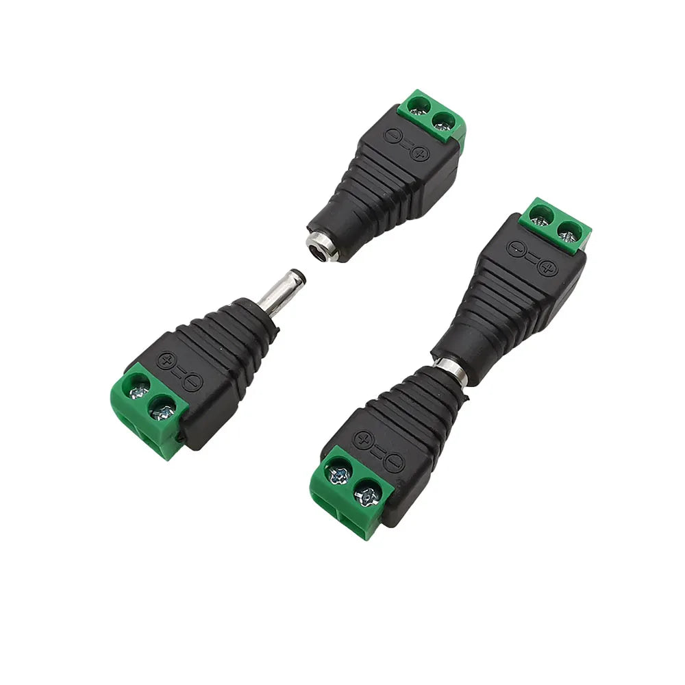 10Pcs DC 12V Male Female Socket Connectors 3.5 x 1.35mm DC Power Plug Jack to Screw Terminals Adapter for Led Strip Light DIY