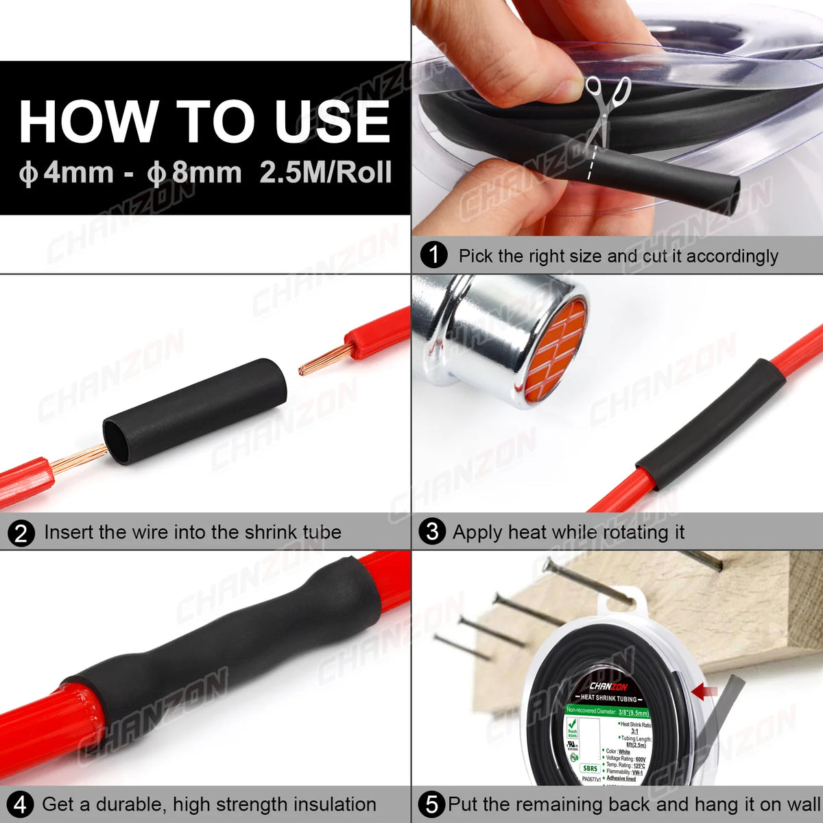 1.22M 2.5M 4:1 4-52mm Heat Shrink Tube With Glue Double Wall Adhesive Lined Wire Waterproof Marine Grade Heated Shrinkable Wrap