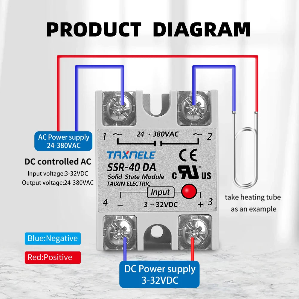 Single Phase Solid State Relay SSR-40DA SSR-25DA SSR-10DA DC To AC 3-32VDC Input 24-380VAC Output Solid State Relay