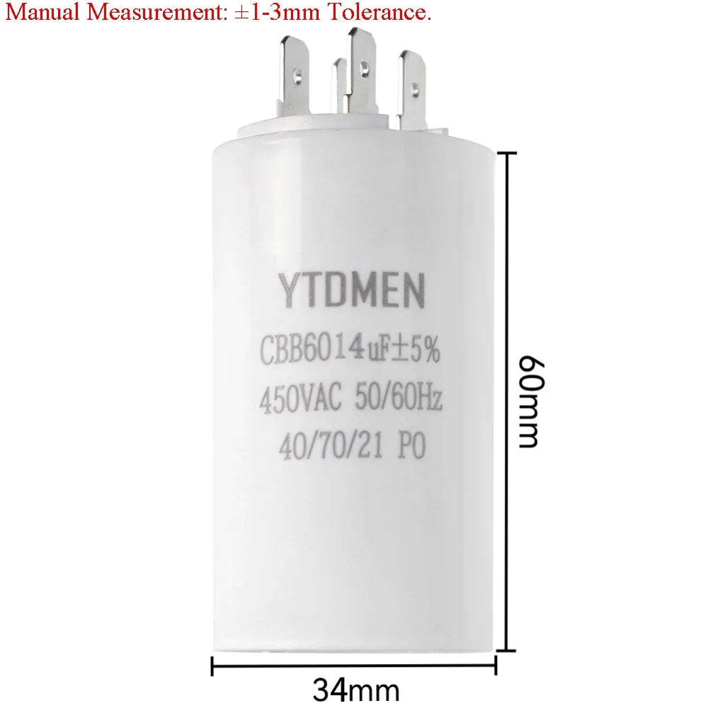 AC 450V CBB60 Dual Insert Motor Starting Capacitor 4pin 4UF-60UF Replacement Motor Run Capacitors For Air Compressor Water Pump