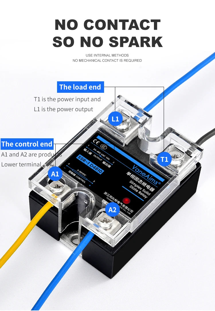 SSR-25DA SSR-40DA SSR-40AA SSR-40DD SSR 10A 25A 40A 60A 80A 100A DD DA AA Solid State Relay Module for PID Temperature Control