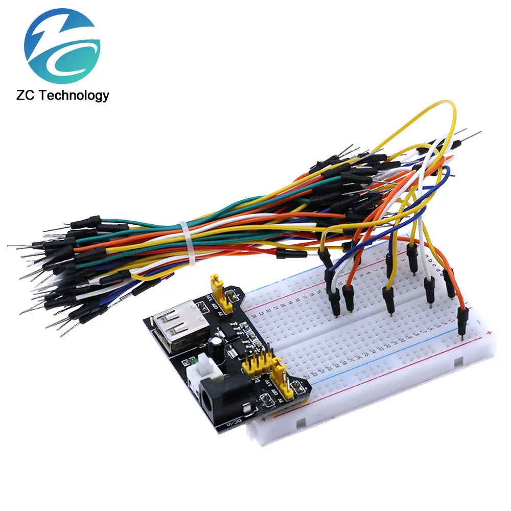 3.3V/5V MB102 Breadboard Power Module+MB-102 830 Points Prototype Bread Board for Arduino Kit +65 Jumper Wires Wholesale