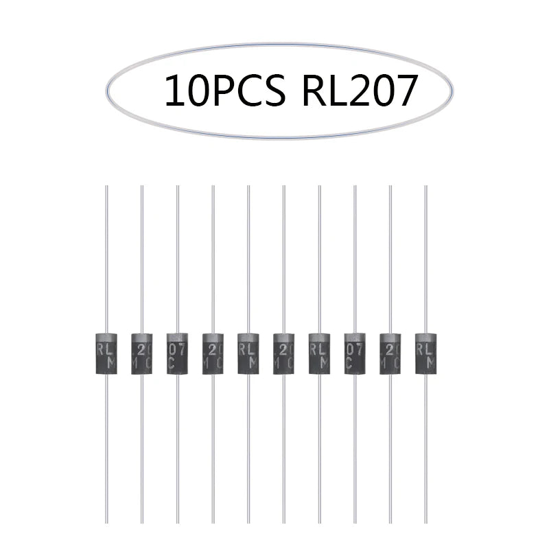 4 Value Fast Recovery Rectifier Diode UF4007 FR207 FR107 RL207 Axial Doorbell Schottky Diode Switching Dioden Each Modle 10PCS