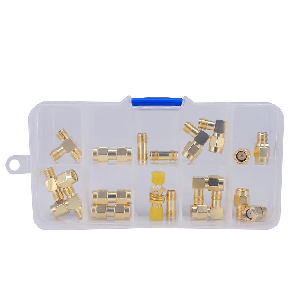 18Pcs Adapter SMA / RP-SMA to SMA / RPSMA Male Plug & Female Jack Straight & Right Angle RF Coaxial Connector