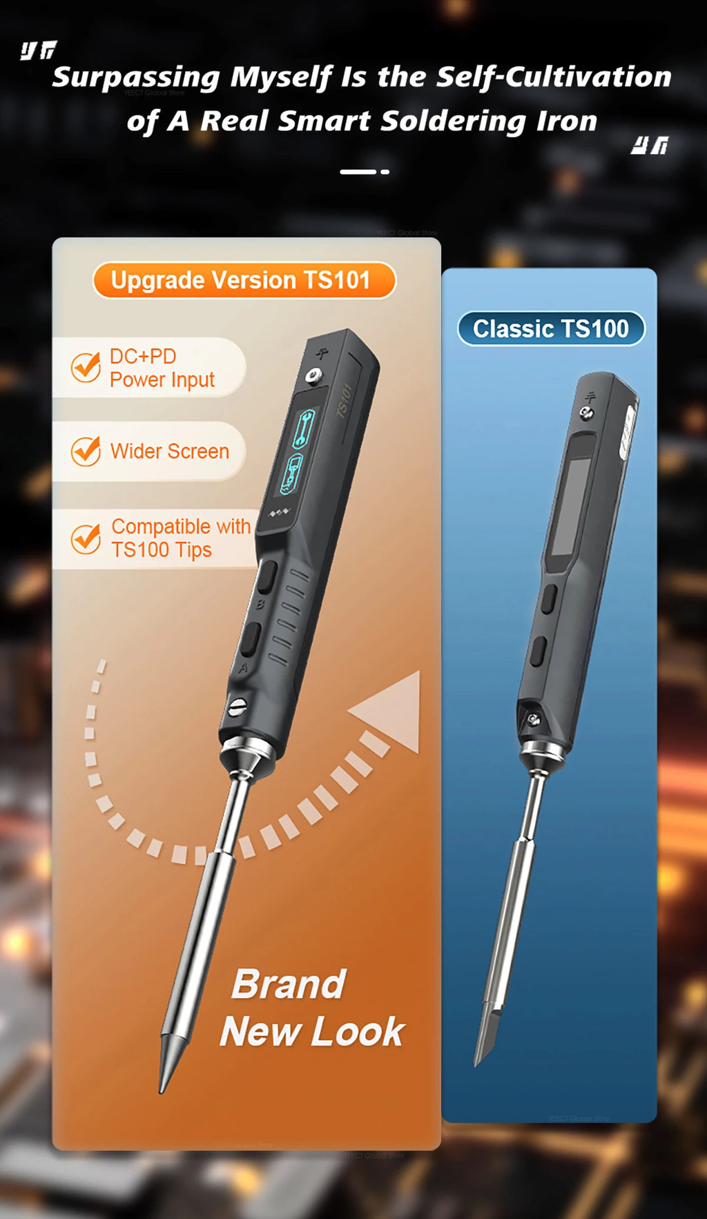 Original TS101 Electric Soldering Iron Adjustable Temperature Digital USB Mini Solder Station 90W TS100 TS 101 Upgrade With Tips