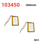 2.0-4.0AH 103450 Polymer Lithium Rechargeable Battery JST PH 2.0mm 2pin Plug for Camera GPS Navigator MP5 Bluetooth Headset