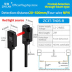 ZHICAN ZC3T Miniature Flat Photoelectric Sensor Front Side View Through Beam Diffuse Reflective