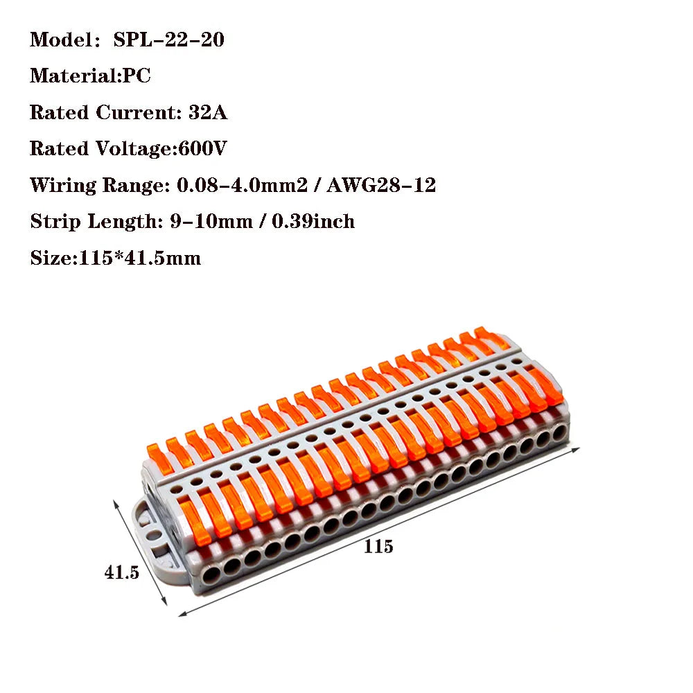 Wire Connectors KV-223-2 Terminal Block Push-in Quick Connector Docking Wiring Connector Electrical Plug-in Fast Cable Connector