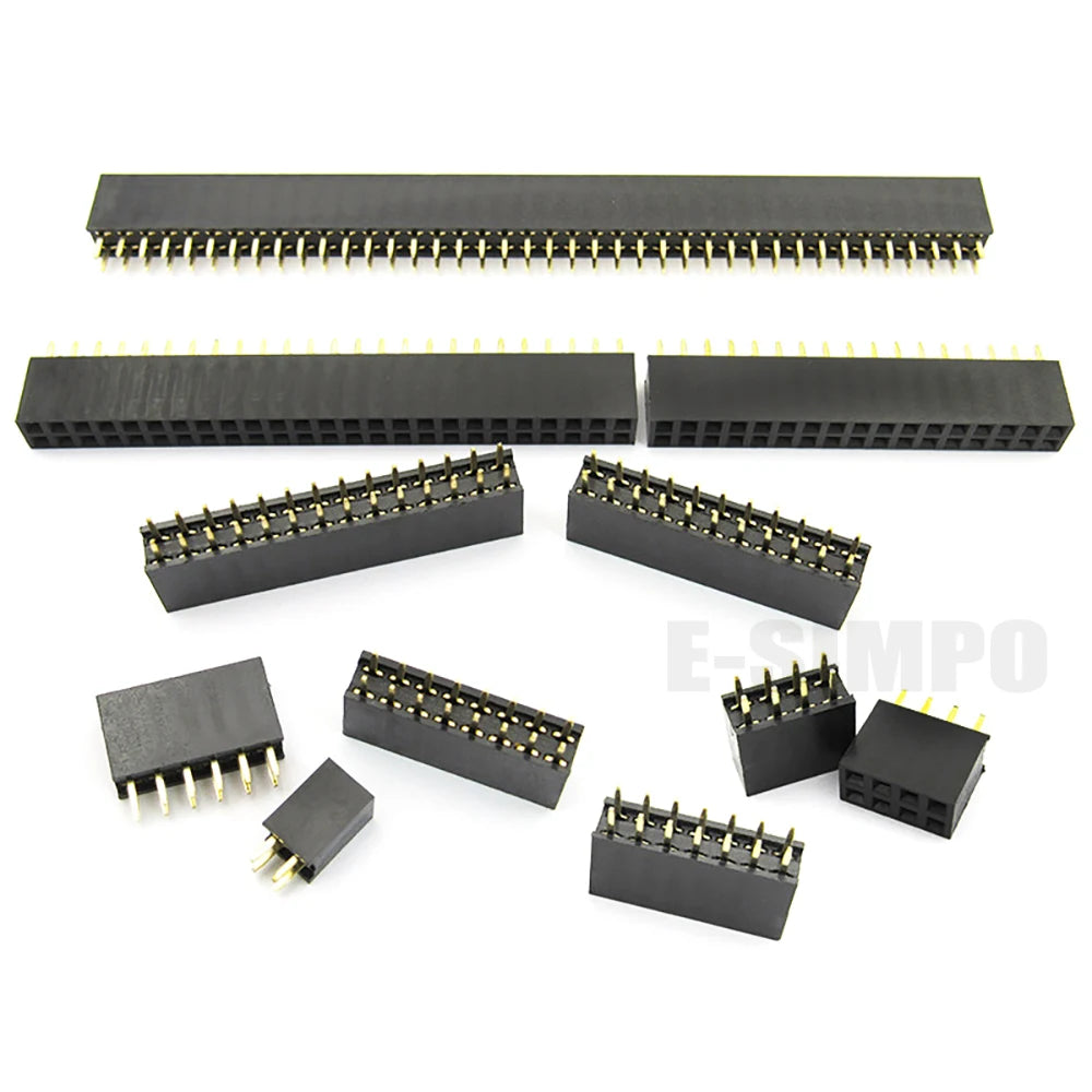 20pcs 2.0mm Pitch Straight Short Plastic Height2.0/4.3/6.35mm Dual Row Dip 2X3/5/7/9/10-40P PCB Socket Gold Female Pin Header