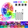 5V RGB light strip with 3-button control, USB powered, suitable for game rooms, living rooms, bedrooms, and holiday decorations.