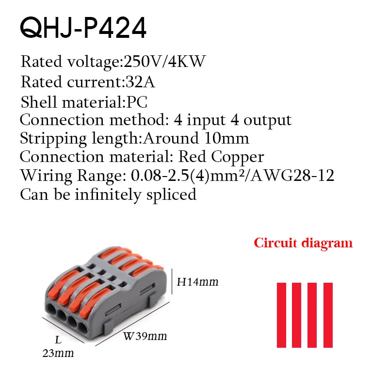 10PCS Wire Connector P421 Splicing Terminal Blocks For Electrical Cables Mini Fast Universal Wiring Connector Lamp Connectors