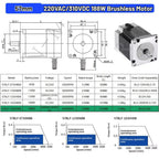 Nema23 57mm Brushless BLDC Motor 65W 69W 130W 188W DC 24V AC 220V 8mm Shaft Hall Sensor Motor 3000RPM 0.6Nm For CNC