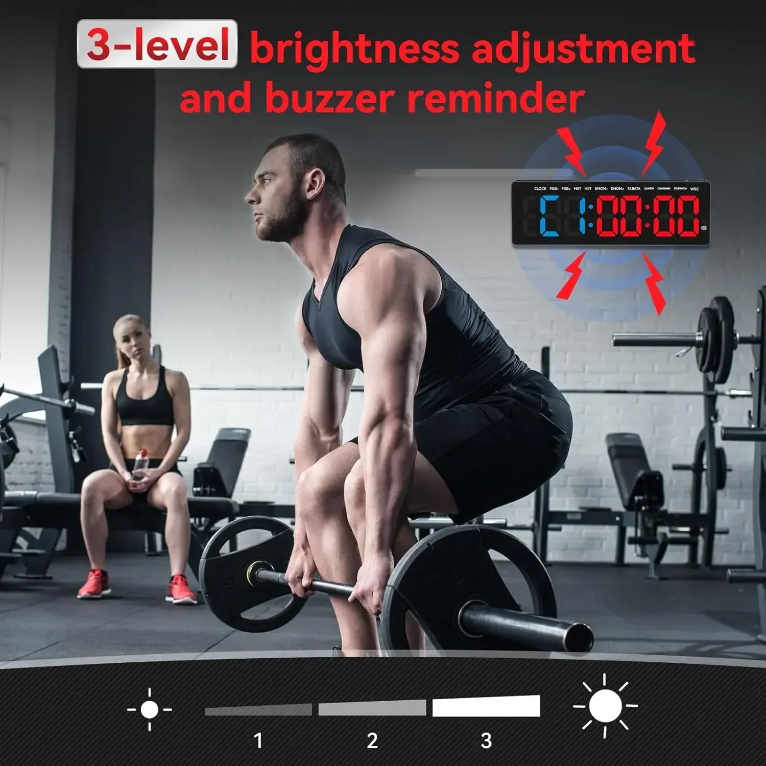 Gym Timer 3.5" Large LED Display Wall Clock Gym Interval Workout  Count Down & Up Stopwatch Digital Time Timers for Fitness Home
