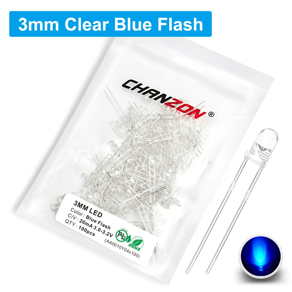 100Pcs 3mm 5mm Led Diode Flashing White Red Green Blue Yellow RGB Fast Slow Flash Diffused Clear Color Changing Light Emitting