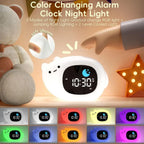 Animal-Shape Alarm Clock Light Adjustable Pat Control Touch Night Light Small Ornaments Home Decor Sleep Training Clock Toddler