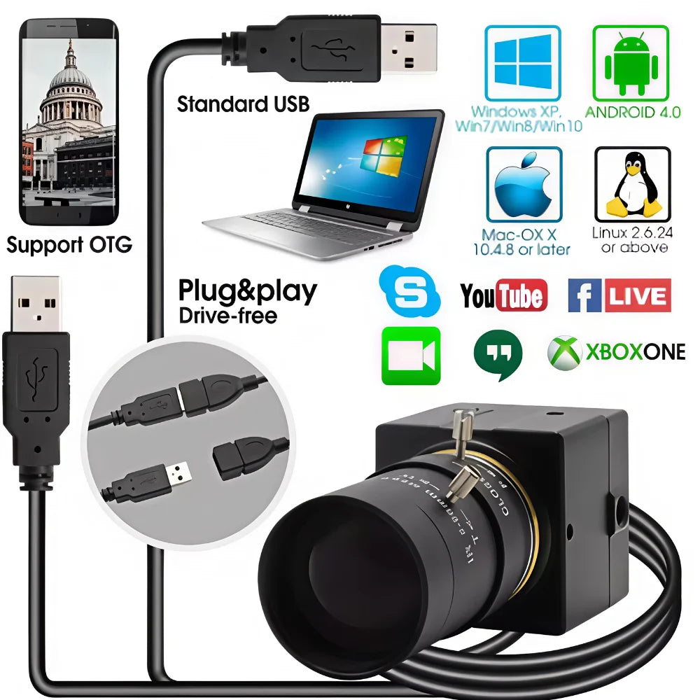 ELP 16MP Ultra HD USB Camera 10X Manual Zoom 4656x3496P Sony IMX298 Sensor UVC Webcam Plug Play For Industrial Video Conference