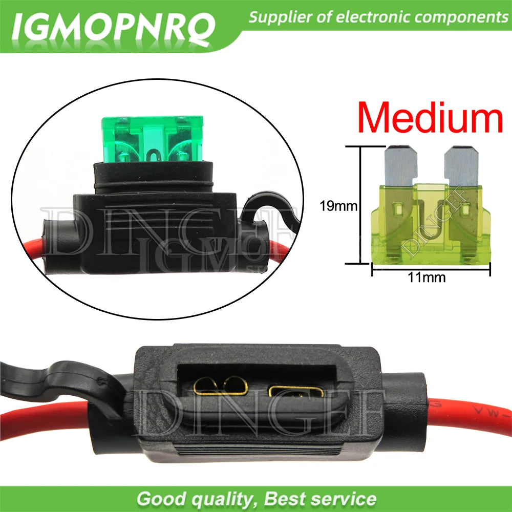 1Set Waterproof 32V Mini/Small/Medium Auto Fuse Holder 18/16/14/12/10AWG With Car Blade Fuse 3A 5A 7.5A 10A 15A 20A