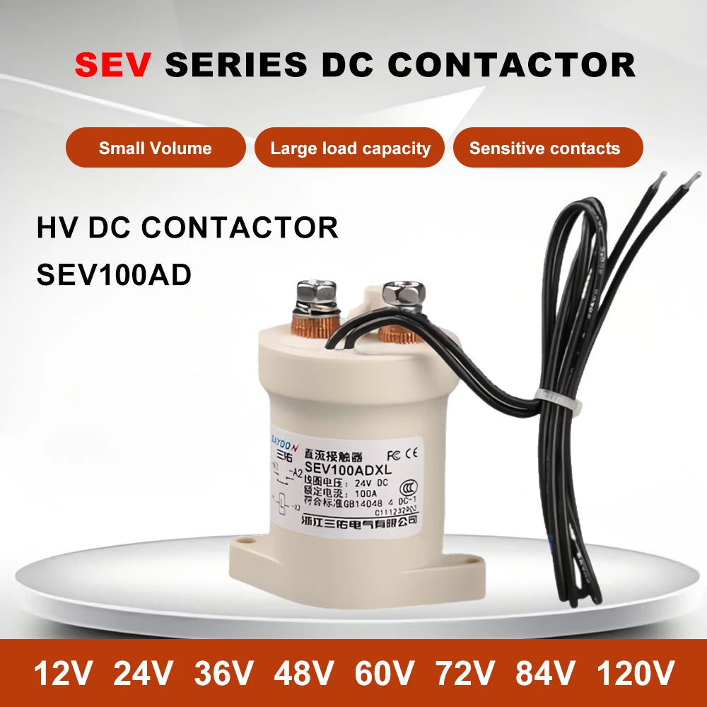 SEV100AD 12V 24V 36V 48V 72V High Voltage Charging Station DC Contactor DC Power Electric Relay Switch for EV Charger