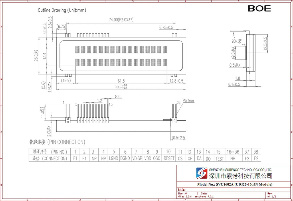 Surenoo 7P Serial SPI 1602 162 16X2 VFD LCD Module Display Screen for Arduino STM32 C51 Code