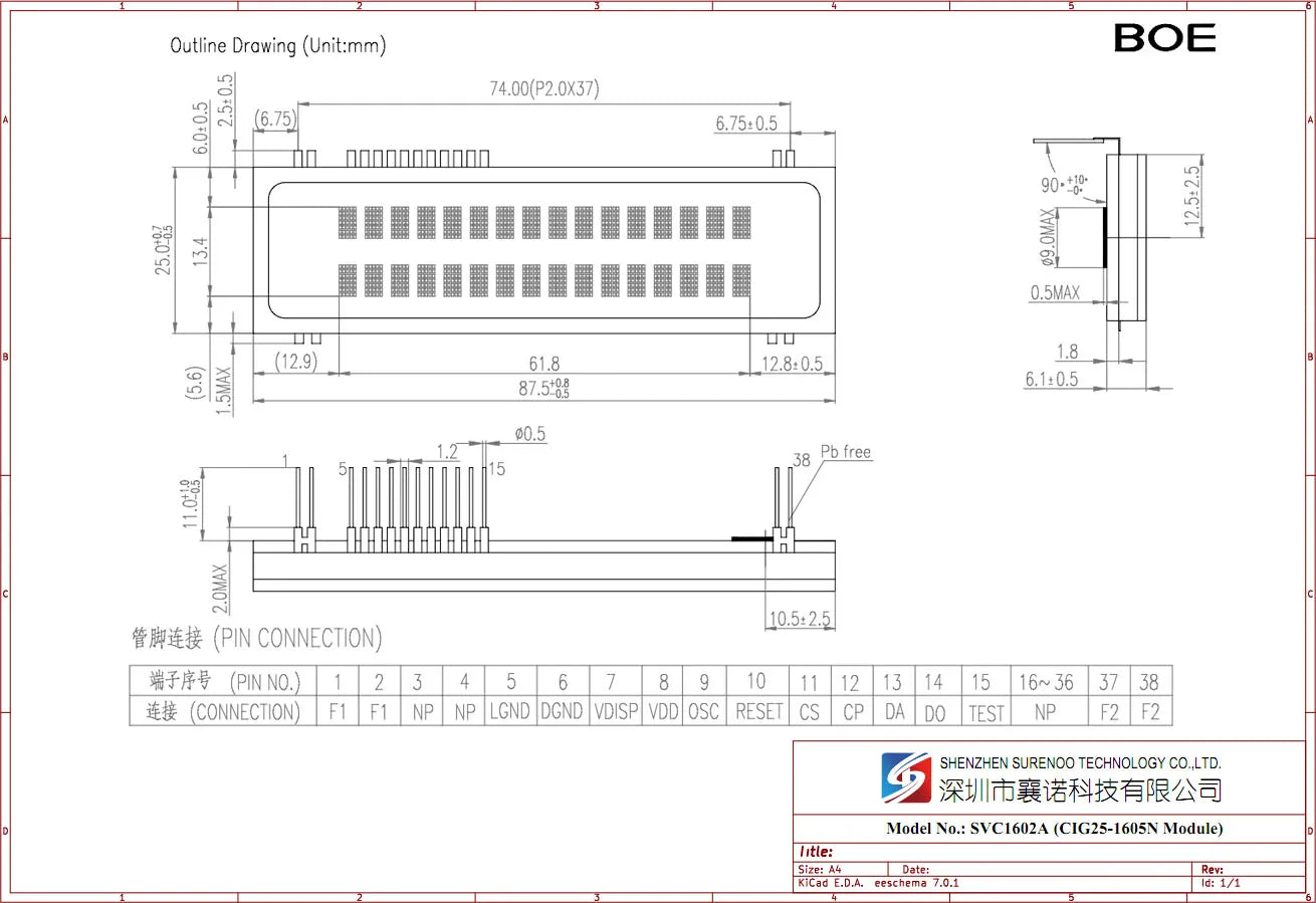 Surenoo 7P Serial SPI 1602 162 16X2 VFD LCD Module Display Screen for Arduino STM32 C51 Code