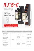 Thin-Flat Intermediate Relay 1NO1NC/2NO2NC 8A 24VDC | Compatible with  RJ1S-CL-D24 & RJ2S-CL-D24 | DIN Rail Relay for Contro