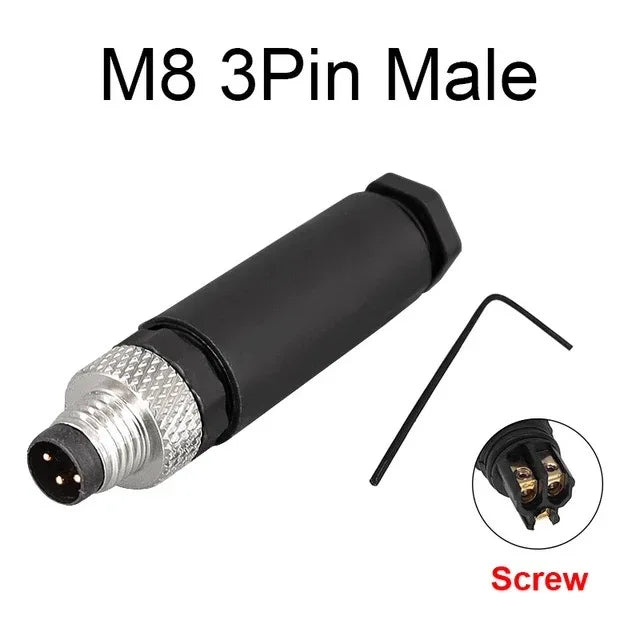 Cloweit M8 Sensor Connector Waterproof Male&Female Plug Straight Angle Screw Threaded Coupling 3pin 4p Panel Mount Flange Socket
