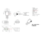 1pcs 4Pin USB C Connector Type-C Waterproof with PH 2.0 Nut Locking Plate Female TPC High Current Fast Charging Jack with CC Pin