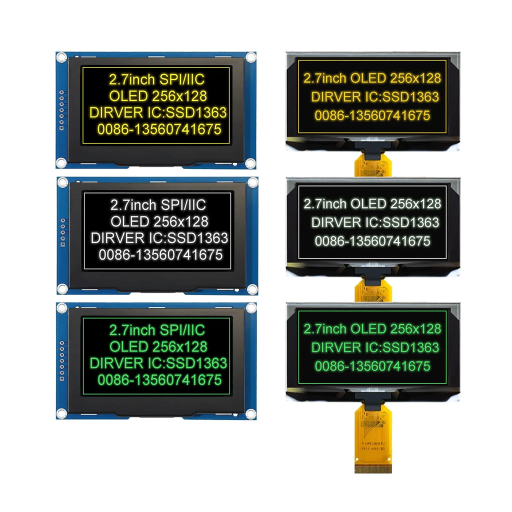 2.7 Inch 256*128 OLED Display Screen COG SPI IIC I2C interface 4PIN 7PIN 30PIN LCD Panel 256x128