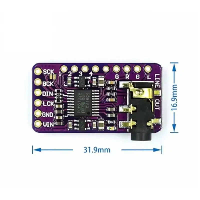 `PCM5102A Interface I2S DAC Decoder GY-PCM5102 I2S Player Module For Raspberry Pi PHAT Format Board Digital PCM5102 Audio Board