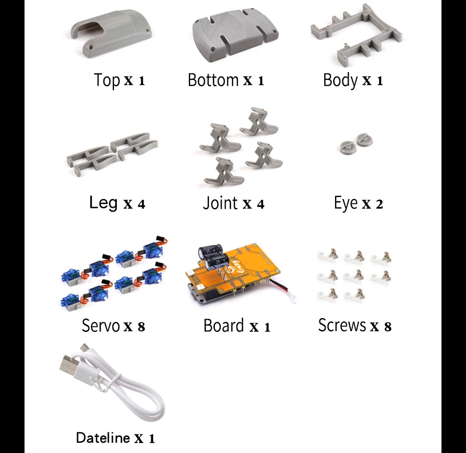 Quadruped Spider Robot  Kit v2.0 ESP8266，3D printed Bionic robot DIY NodeMCU Programming robot Maker Open source hardware