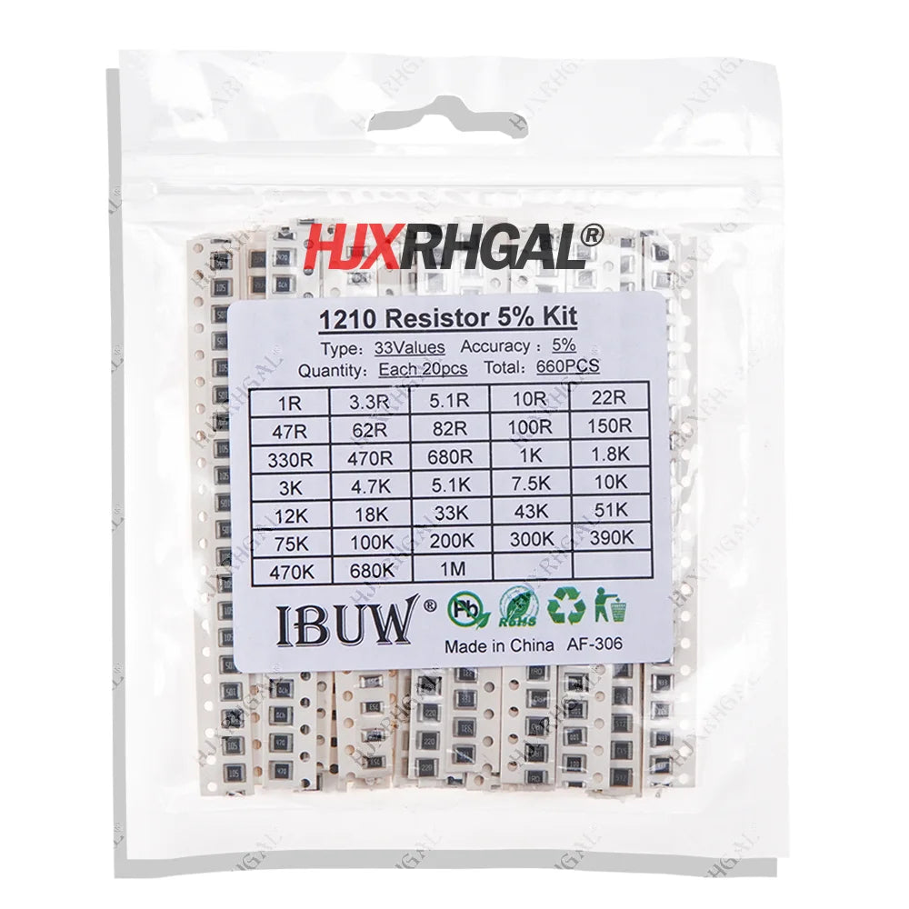 10/20/33/60/80 Values SMD Resistor Kit Assorted Kit 10ohm-1M ohm 5% 1%  Sample Kit 0402 0805 0603 1206 2512 1210