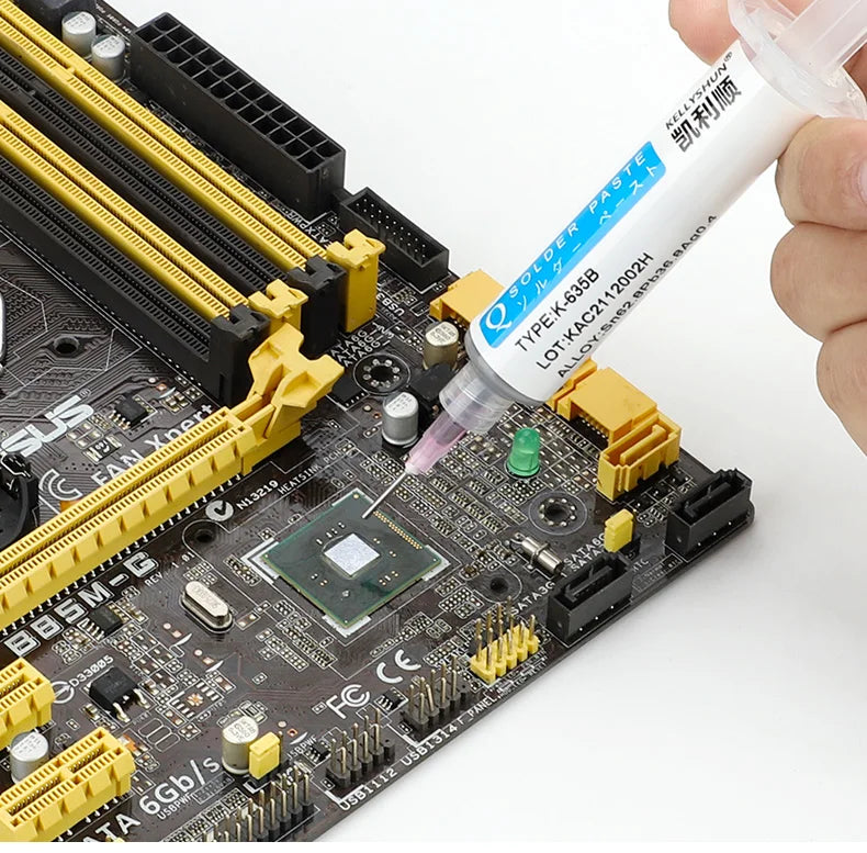 KELLYSHUN Solder Paste, Leaded Syringe Welding Paste, for Soldering BGA LED SMD Containing Silver Sn63 Electronics Tin Paste