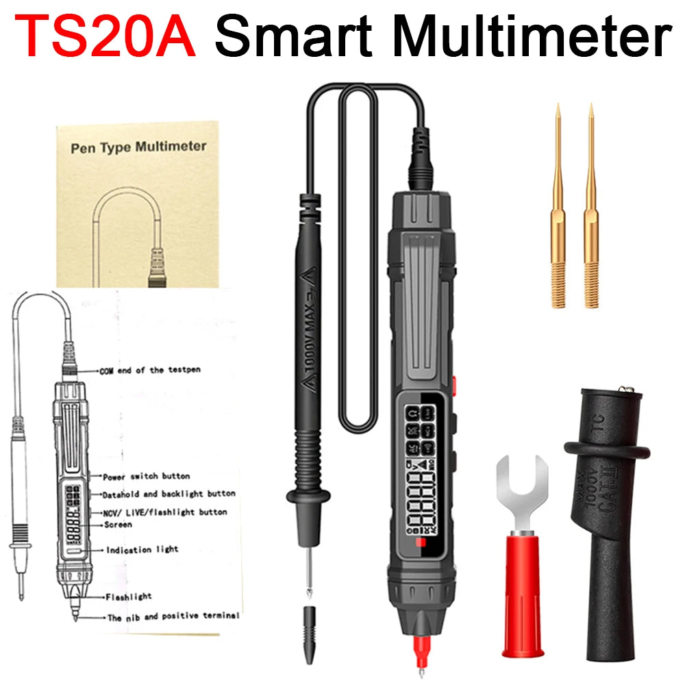 Smart Digital Multimeter 6000 Counts Non Contact High Precision Voltage Detector Pen Auto Range Capacitance OHm NCV Tester