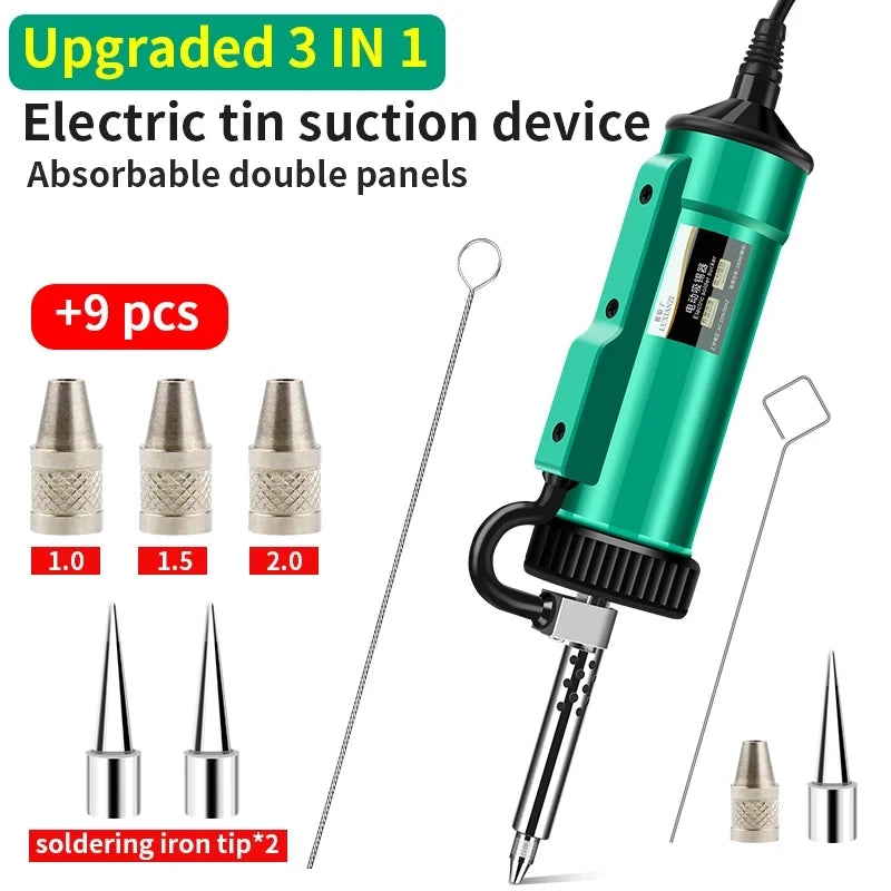 LUXIANZI 220V 50Hz Electric Suction Gun Vacuum Solder Sucker Tin Soldering Iron Desolder Pump Repair Welding Tools with Nozzle
