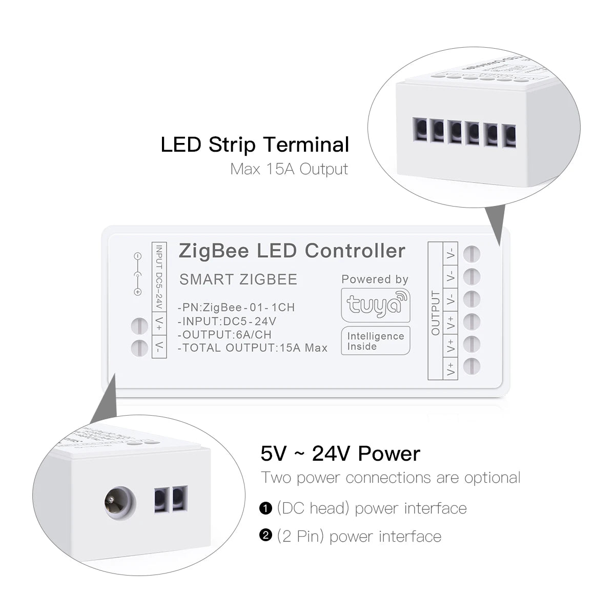 Zigbee 3.0 CCT RGBW RGB LED Strip Lights Controller Dimmable Voice Dimmer Work With Tuya Gateway HueBridge SmartThings Bridge