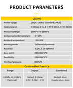 Digital Differential Pressure Transmitter 4-20mA 0-10V 0-5V RS485 Wind Air Pressure Sensor 0-50pa 0-100pa 0-200pa 0-2Kpa