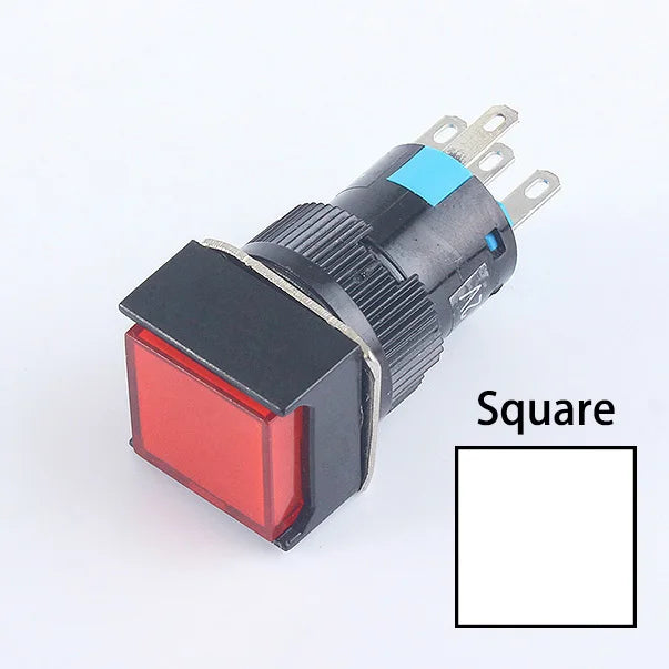 5V 12V 24V 220V 16mm Plastic Momentary LED Illuminuted Maintained Self-locking Push Button Switches Latching Push Button Reset