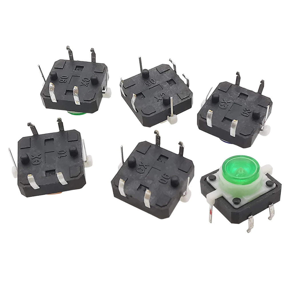 Tactile Push Button Switches 12x12x7.3mm 4 Pin Illuminated Tact Switch LED Light Button Reset Momentary Switches 12*12*7.3mm