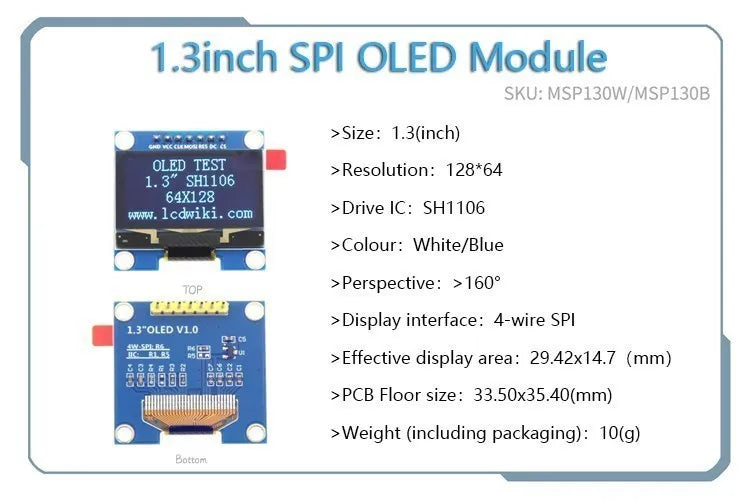 White Word OLED Series 0.91/0.96/1.3 Inch OLED Display Module IIC I2C SPI 128X64 I2C SSD1306 12864 LCD for Arduino