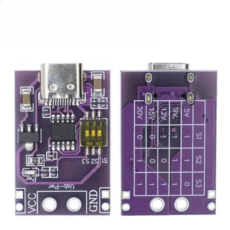 PD QC AFC Fast Charge Trigger Module Board 5V 9V 12V 15V 20V Fixed Output for USB Type C Charger DIY Arduino ESP32 Raspberry Pi