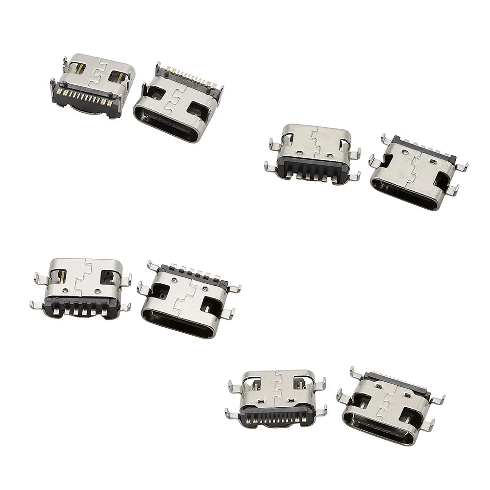 80/100Pcs Type C USB Charging Jack Welding Connectors 2Pin 6Pin 16Pin USB-C Socket For Mobile Phone PCB DIY Repair Kits