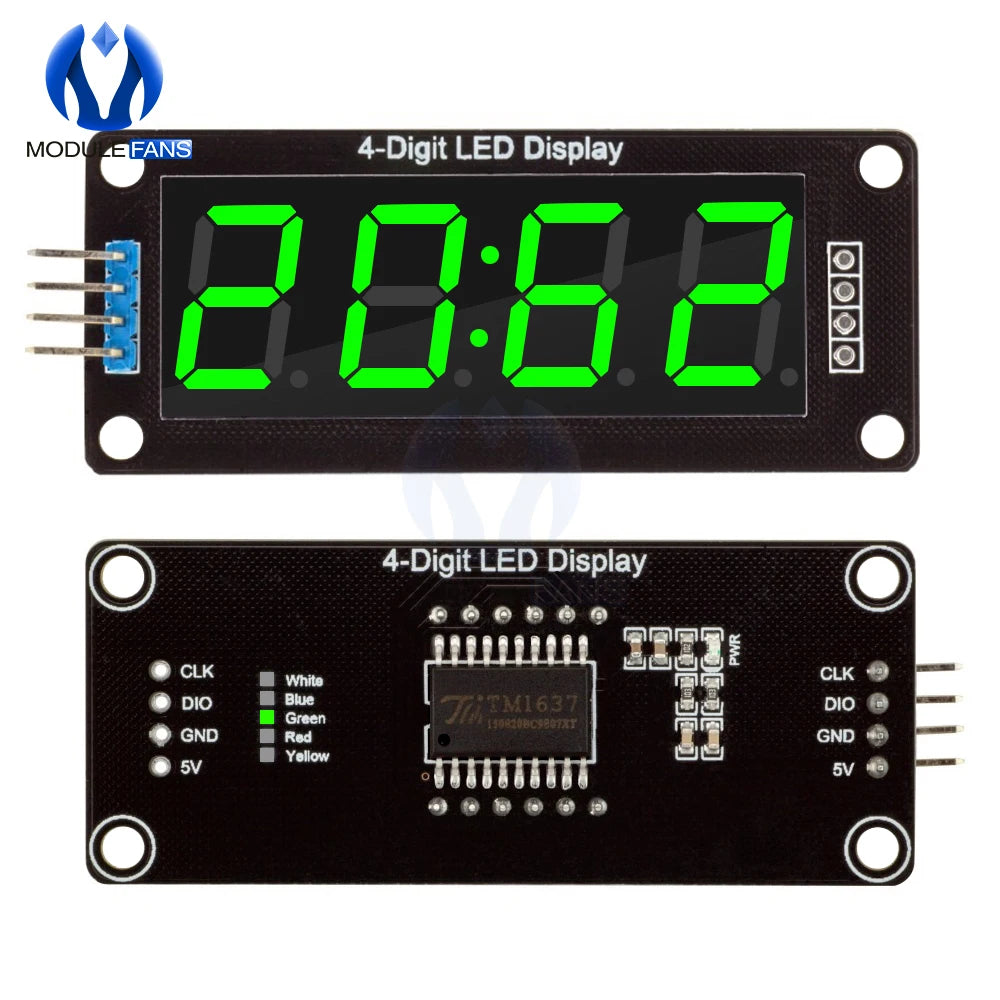 TM1637 LED Display Module for Arduino 4 Digit 7 Segment 0.56 inch Time Clock Indicator Tube Module Red Blue Green Yellow White