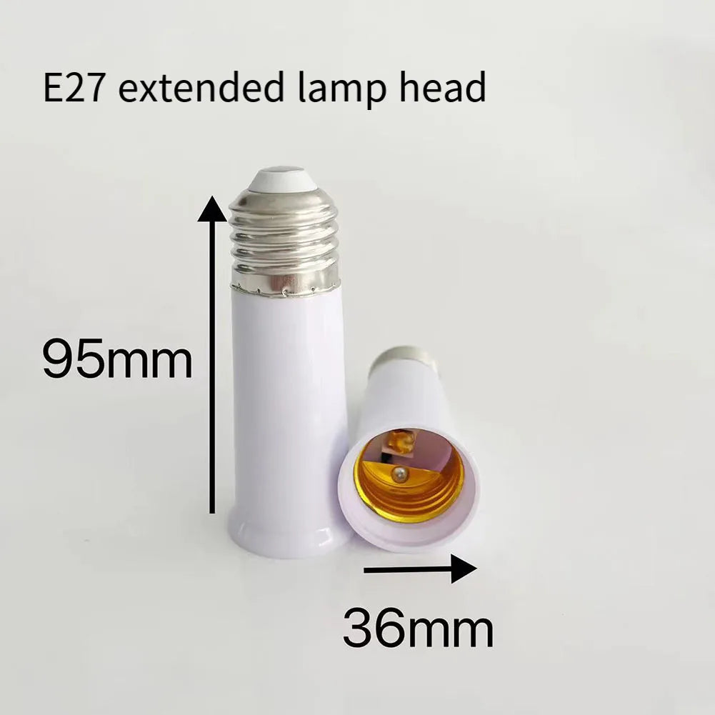For E27 Extension Adapter Socket for For E27 Screw Base Lighting Devices Including Pendant Lights and Recessed Fixtures