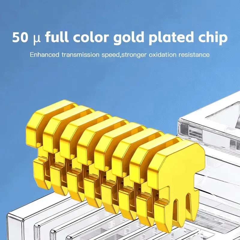 RJ45 Cat6 Pass-Through Connectors Gold-Plated Unmodule Plug Network RJ-45 Crystal Head Ethernet Cable 50/100pcs