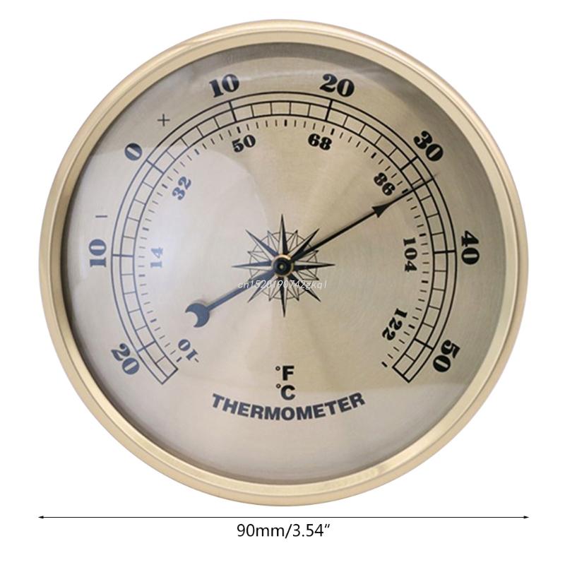 Diameter 90mm Gold Frame Wall Hanging Thermometer Alarm Clock Hygrometer Thermometer Barometer for Laboratories