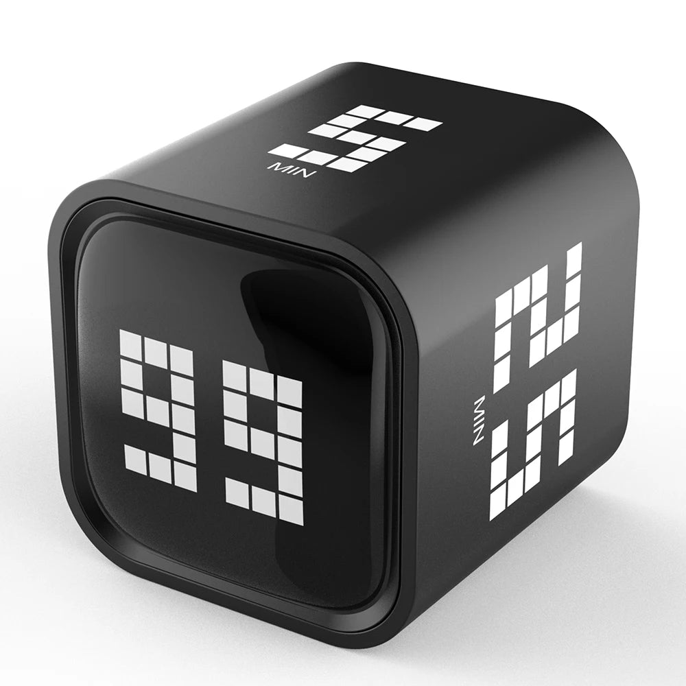 Adjustable Cube Pomodoro Timer - 5/25/10/60 Minute Countdowns, Settings - Pause, Resume, Silent, Vibrate & Sound Alarm Timer